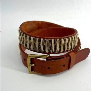Via Spiga leather seed beaded belt sz 32
